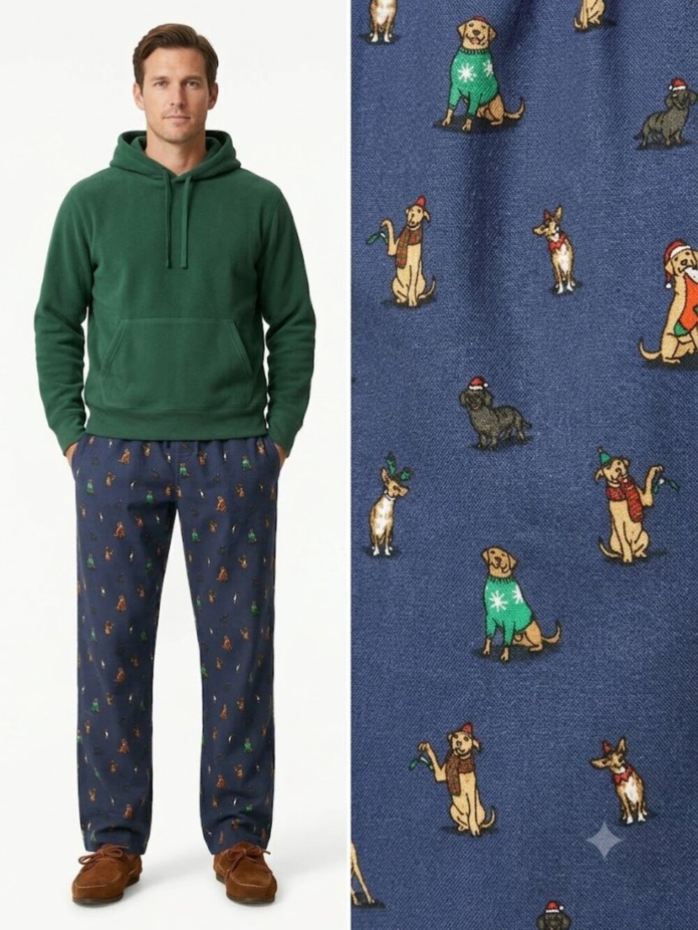 NWT J. Crew Men Holiday Dogs Flannel Pajama Pants Blue Small Loungewear